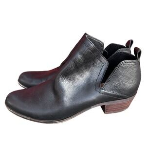 Lucky Brand‎ Bollo Slip On Ankle Booties Women Leather Side Cutout Black 9.5M